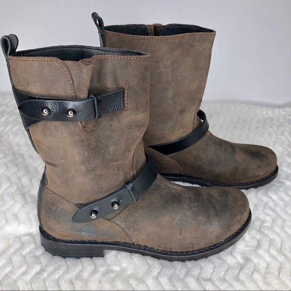 RAG & BONE Distressed Waxed Leather Moto Boots - Picture 2 of 8